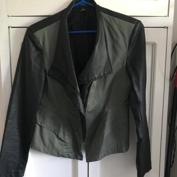 Biker Style Back & Green Jacket - Picture 1 of 4